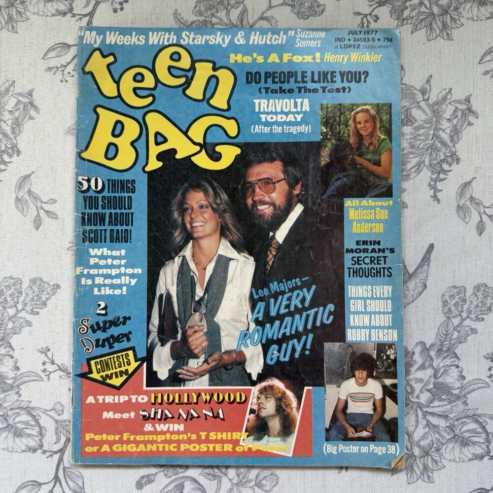 Vtg 70s Teen Bag Magazine July 1977 Henry Winkler Farrah Fawcett Peter Frampton